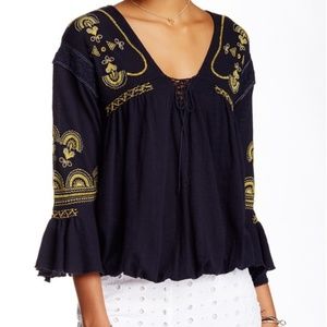 Free People Embroidered Bell Sleeve Tunic